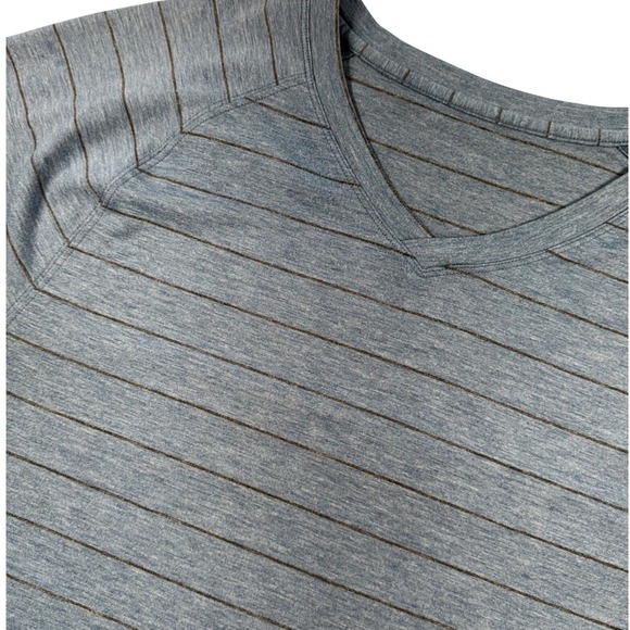 Lululemon Other - Lululemon V-Neck T-Shirt Mens L Blue Striped Short‎ Sleeve Performance Tee